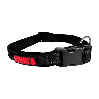 KONG Nylonhalsband Hund schwarz L/45-66 cm - reflektierend