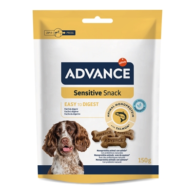 ADVANCE Hondsnack Sensitive | Zalm als enige dierlijke eiwit & prebiotica - Licht verteerbaar - 7x150 g