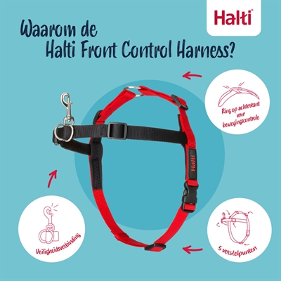 HALTI Harnas Front Control Zwart M/58–86 cm – Neopreen Komfort