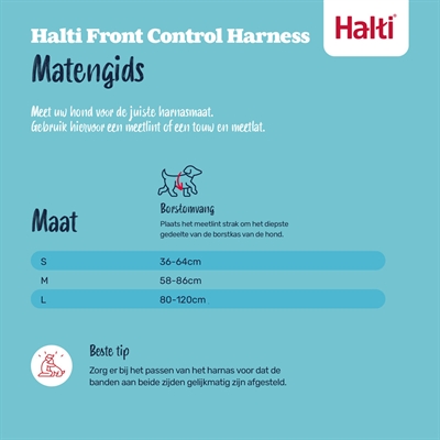HALTI Harnas Front Control Zwart M/58–86 cm – Neopreen Komfort