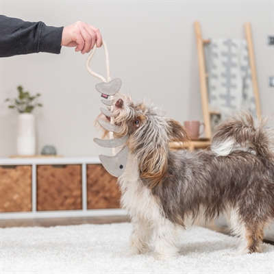 TRIXIE Hondenspeeltje Visgraat Leer met Touw 43 cm – Natuurlijke materialen