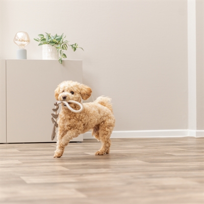 TRIXIE Hondenspeeltje Visgraat Leer met Touw 43 cm – Natuurlijke materialen