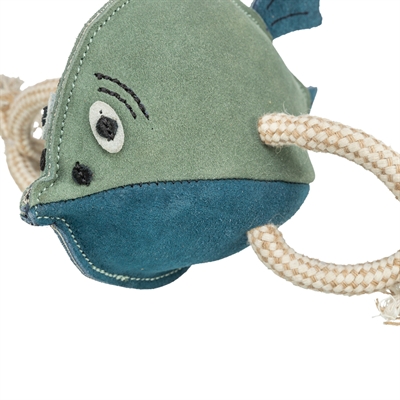 TRIXIE Hondenspeeltje Vis Leer met Touw 28 cm – Zonder Geluid