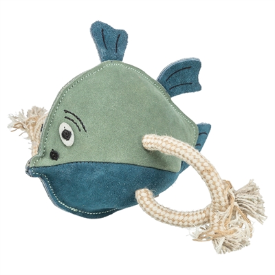 TRIXIE Hondenspeeltje Vis Leer met Touw 28 cm – Zonder Geluid