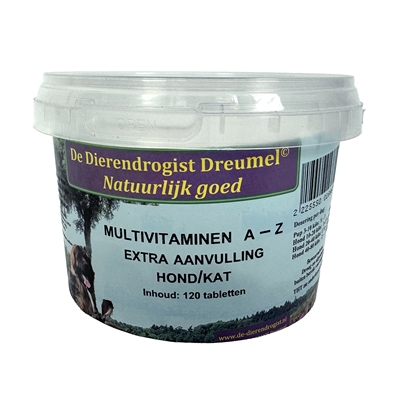 Dierendrogist Multivitamine A-Z Capsules 120 tbl – Ondersteuning Hond/Kat