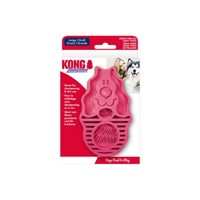 KONG ZoomGroom Rubber Borstel Roze L 7,5×4×12 cm – Hondenverzorging
