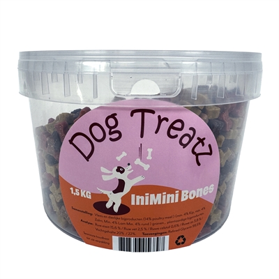 DOG TREATZ Beloningssnack IniMini Bones Zacht, klein formaat - Mix kip/zalm/lam/rund - 1,5 kg