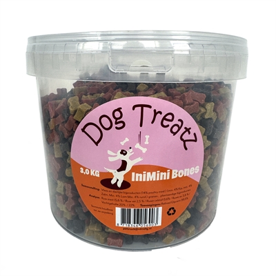 DOG TREATZ Hondenbeloning IniMini Bones - Kleine zachte trainingssnacks, mix kip/zalm/lam/rund - 3 kg