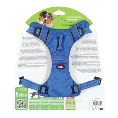 ZOLUX Hondentuig Easyride Handsfree uittrekbare riem & stopsysteem + reflectie - Blauw - S 5-12 kg (41-54 cm)