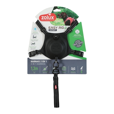 ZOLUX hondentuig Easyride Handsfree uittrekbare riem - Zwart - S (41–54 cm, 5–12 kg)