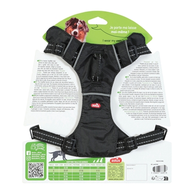 ZOLUX hondentuig Easyride Handsfree uittrekbare riem - Zwart - S (41–54 cm, 5–12 kg)