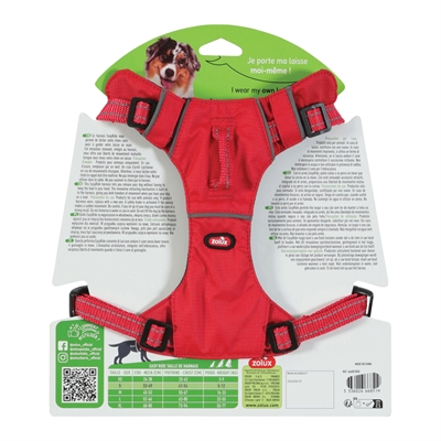 ZOLUX Hondentuig Easyride Handsfree uittrekbare riem en stopsysteem - Rood - S 5-12 kg (41-54 cm)