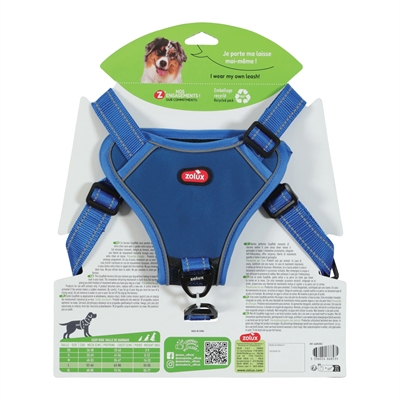 ZOLUX Hondentuig Easyride Handsfree uittrekbare riem, reflecterend met stopsysteem - Blauw - L (63–80 cm, 33–55 kg)