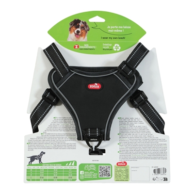 ZOLUX Hondentuig EASYRIDE | handsfree uittrekbare riem - stopsysteem & reflectie - Zwart - L (63-80 cm, 33-55 kg)