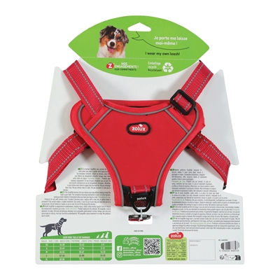 ZOLUX Hondentuig Easyride Handsfree met ingebouwde uittrekbare riem - Rood - L 63–80 cm (33–55 kg)