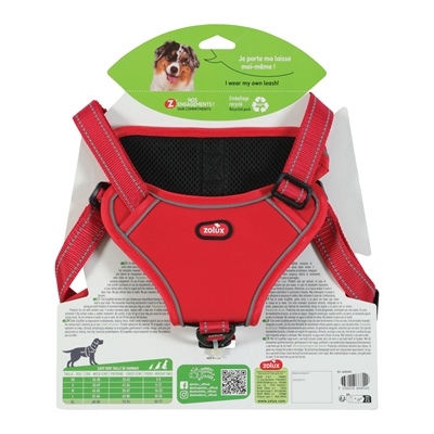 ZOLUX Hondentuig EASYRIDE Handsfree uittrekbare riem | Reflecterend - Rood - XL (55-77 kg)