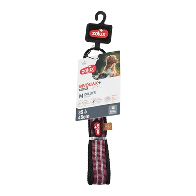 ZOLUX Halsband Bivouak hond | Reflecterende strip - Rood - M 35-45 x 3,5 cm