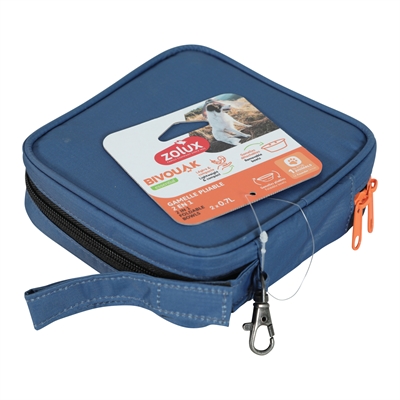 <span id="brand" data="zolux"/> BVK 2in1 Opvouwbare Voerbak en Drinkbak Blauw | 2x700 ML