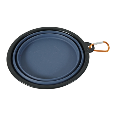 ZOLUX Opvouwbare siliconen voer-/waterbak BVK - Karabijnhaak & vaatwasserbestendig - Blauw - 16 cm / 650 ml