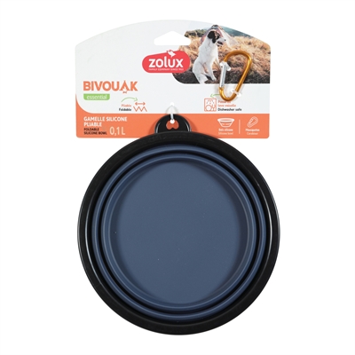 ZOLUX Voerbak opvouwbaar Bivouak BVK | Flexibel & vaatwasserbestendig - Blauw - 17 cm / 1 L