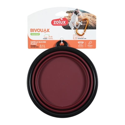 ZOLUX Voerbak opvouwbaar Bivouak - Siliconen, vaatwasserbestendig met karabijnhaak - Rood - 17 cm / 1 L