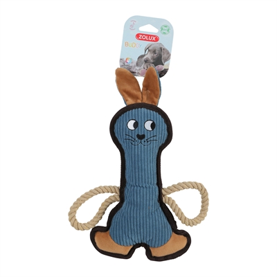 ZOLUX Hondenspeeltje Buddy Konijn Piepend | 100% gerecycled | Verstevigde stiksels - Blauw - 27x5x33 cm
