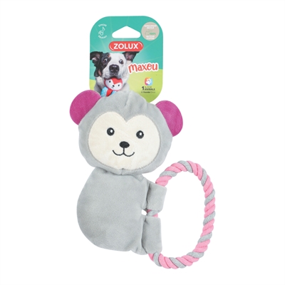 ZOLUX Hondenspeeltje Maxou Puppy Pluche Kauwtouw en Pieper - Grijs - 14,5x4,5x21,5 cm