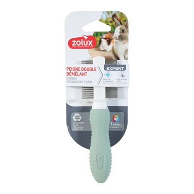 ZOLUX Knaagdierkam Dubbele Kam - brede en fijne kant - antislip handvat - 14,5 cm