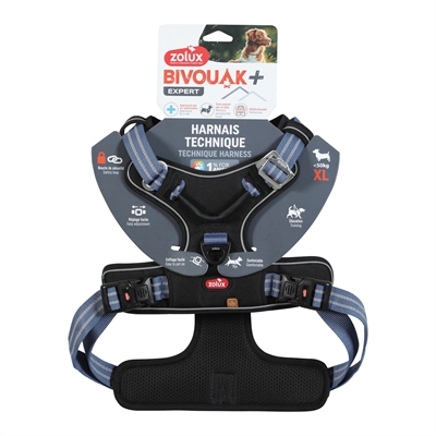 ZOLUX Hondentuig Bivouak Gemakkelijk aan te trekken | Reflecterend & veiligheidslus - Blauw - XL 81-107 cm (tot 50 kg)