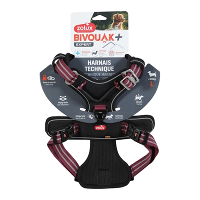 ZOLUX Hondentuig Bivouak - Makkelijk aan te trekken, verstelbaar & reflecterend - Rood - L (69–81 cm, tot 30 kg)