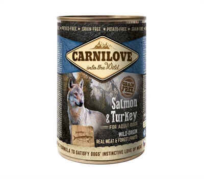CARNILOVE Hondenvoer Blik Zalm/Kalkoen 6x400 gr – Voedzaam Natvoer