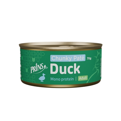 PRINS Chunky Paté Duck 24×70 gr – Eend, Graanvrij, Volwassen katten