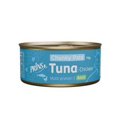 PRINS kattenvoer Chunky Paté Tuna & Chicken 24×70 gr – graanvrij