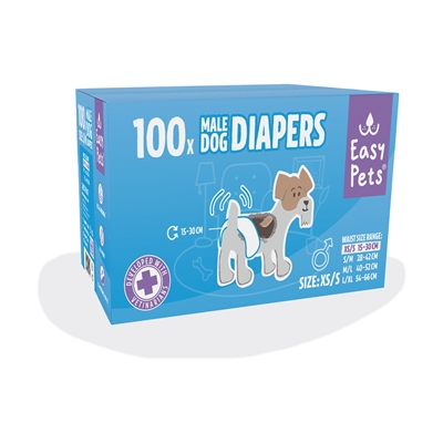 EASYPETS Hondenluier Reu - Superabsorberend, ademend & verstelbare klittenband - XS/S 100 st