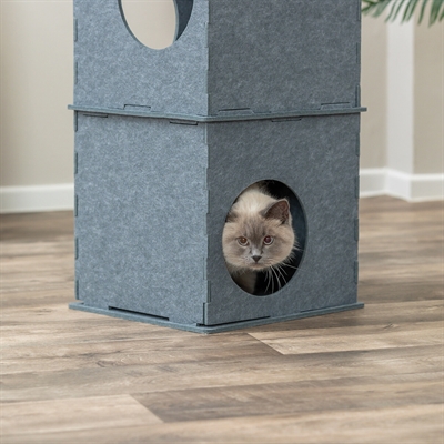 TRIXIE Kattenhuis Toren Nele 38×38×105 cm – Vilt Grijs