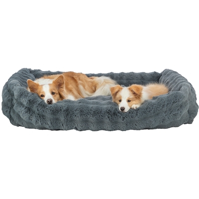 TRIXIE Hondenmand Elli Zacht pluche | Afneembare, wasbare hoes - Slipvast - Donkergrijs - 120x80 cm