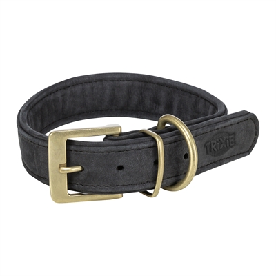 TRIXIE HONDENHALSBAND PURE LEER ZWART M-L 39-46×3,5 CM