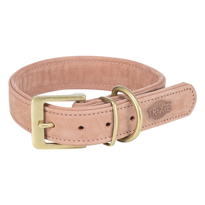TRIXIE Halsband Hond Pure Leer Roze M-L 39-46x3,5 cm – Nubuckleer