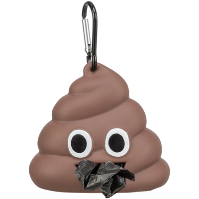 TRIXIE Poepzakhouder Drol Emoji 8×5 cm – Bruin met 15 zakjes