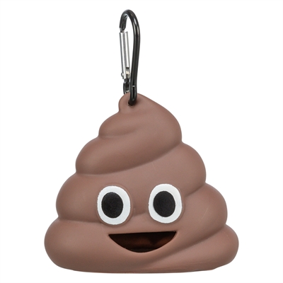 TRIXIE Poepzakhouder Drol Emoji 8×5 cm – Bruin met 15 zakjes
