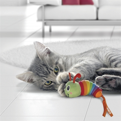 KONG katten speeltje Bat-A-Bout Clackz Rups 13,5×4,5×3 cm – kleurrijk