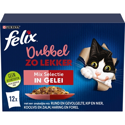 FELIX Hondenvoer Dubbel Zo Lekker Mix Selectie 4×12×85 g – Gelei