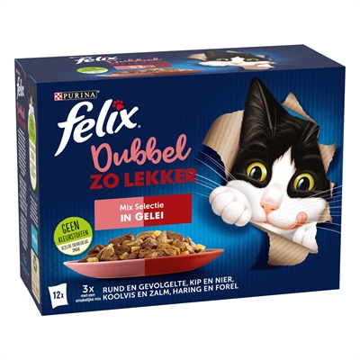 FELIX Hondenvoer Dubbel Zo Lekker Mix Selectie 4×12×85 g – Gelei