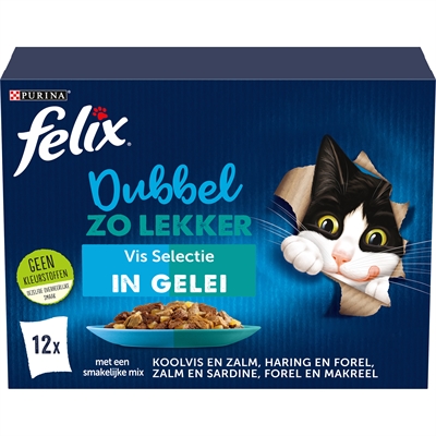 FELIX kattenvoer Dubbel Zo Lekker Vis Selectie 4x12x85 gr – Gelei