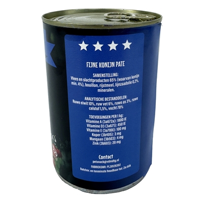 FREDS Hondenvoer Blik Vers Konijn 12×400 gr – Natuurlijk zachtvoer