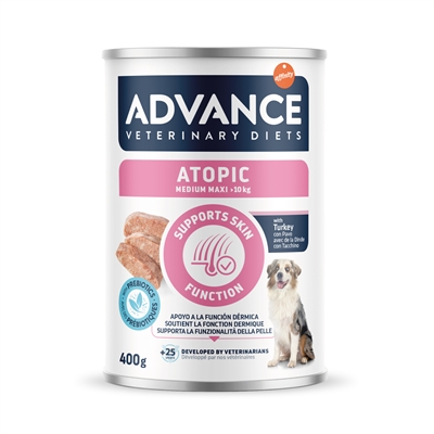 ADVANCE VETERINARY DIET hondenvoer atopic gevoelige huid 6x400 gr – kalkoen