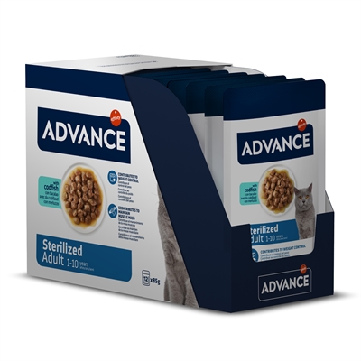 ADVANCE kattenvoer Advance Cat Sterilized Codfish 12x85 gr – met kabeljauw