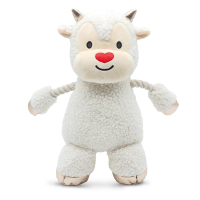 CROCI hondenspeeltje Xmas Little Ram 33 cm – wit, touw & pieper