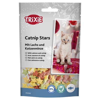TRIXIE kattensnack Kerststerretjes zalm & catnip 50 g