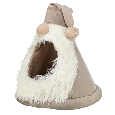TRIXIE kattenhuis Kerst Tent Kabouter Velourslook 45×45×47 cm – beige